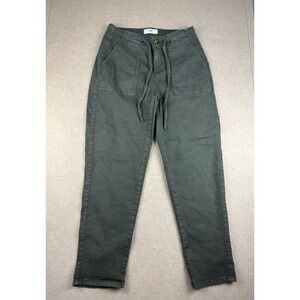 BKE Pants Women 27 Green‎ Mid Rise Drawstring Waist Utility Crop Casual